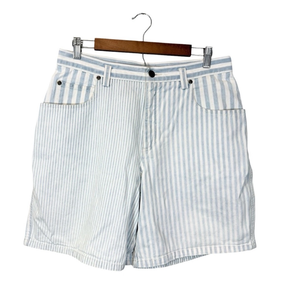 Liz Claiborne Blue and White Striped Jean Shorts